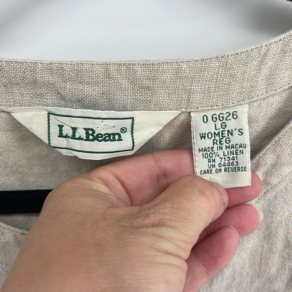 Vintage L. L. Bean 100% Linen Button Up Long Slee… - image 5